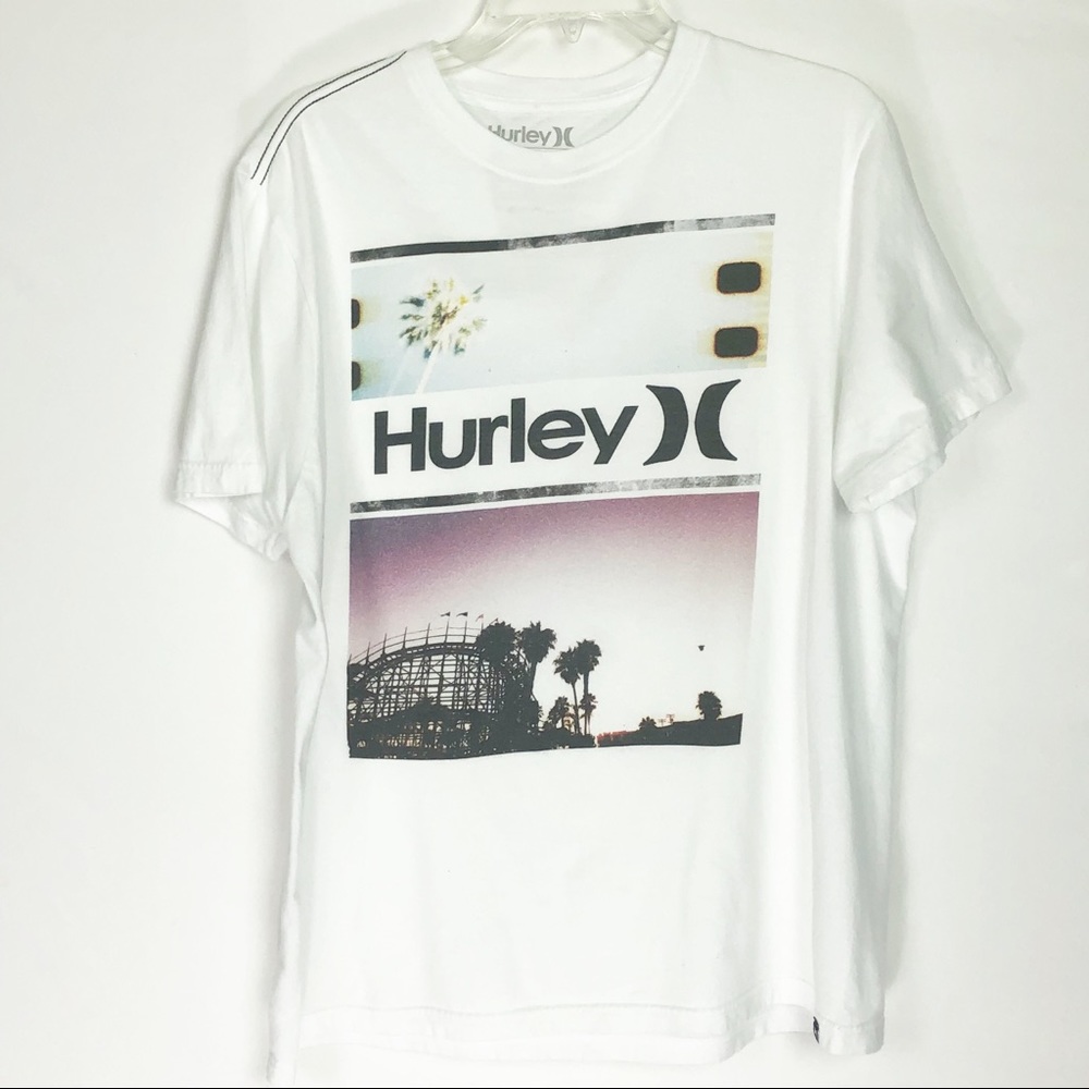 HURLEY GRAPHIC WHITE/BLACK/PURPLE TEE SHIR…
